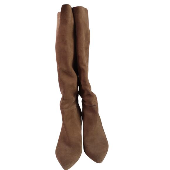 Steve Madden Raddle Taupe Tan Suede Leather Heeled Knee High Boots 10 - Picture 3 of 9